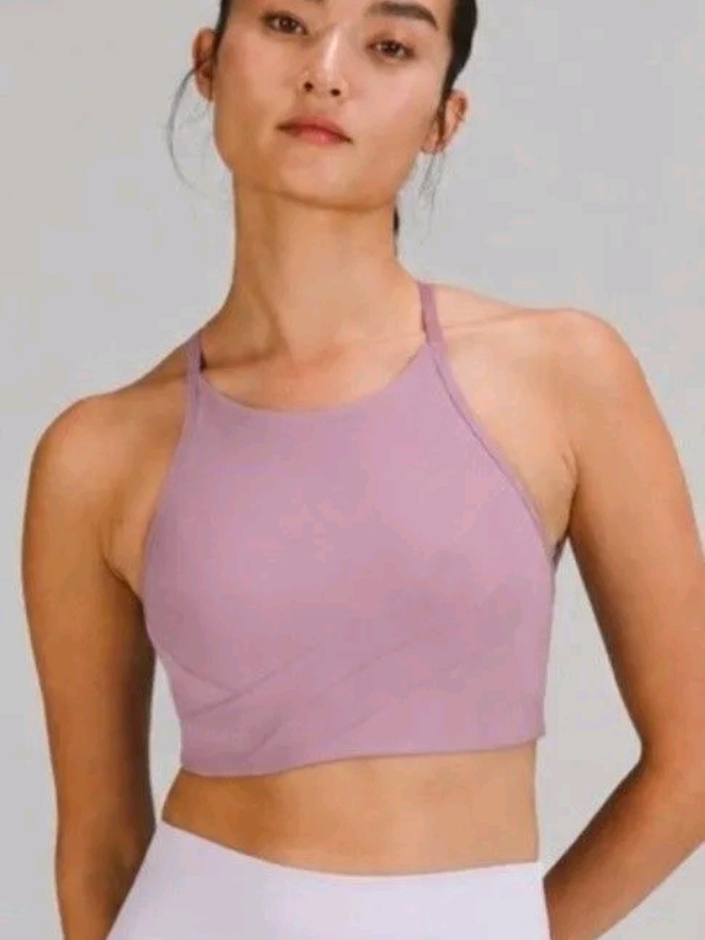 NWT Lululemon Flow Y Wrap-Front High-Neck Bra Pink Peony Retail: $68 Size 4